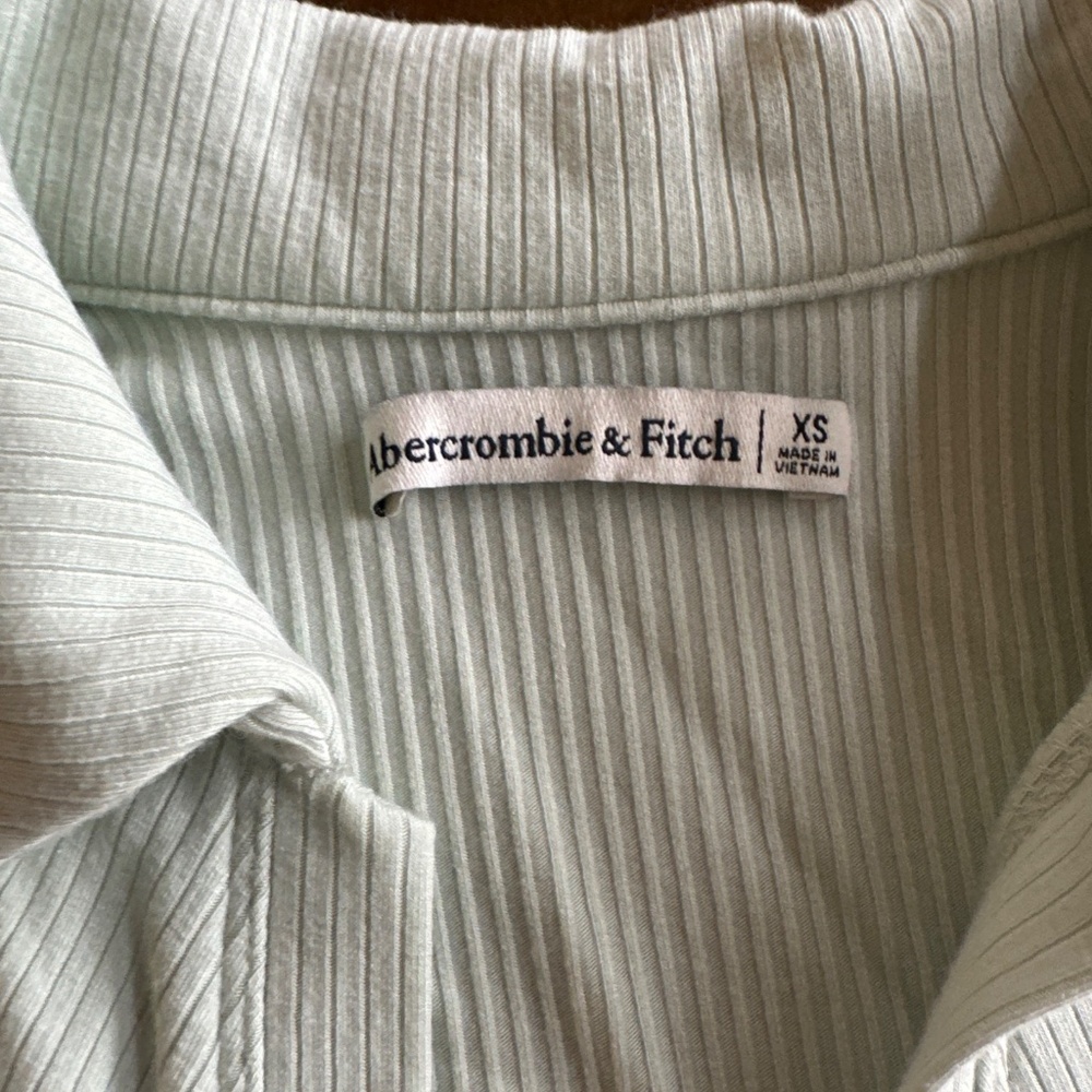 Abercrombie & Fitch Ruched Short Sleeves Button Down Polo Dress Mint Green Sz XS - Picture 5 of 9